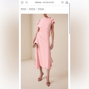 Current season Victoria Beckham Drape Sleeve Midi Dress In Antique Pink